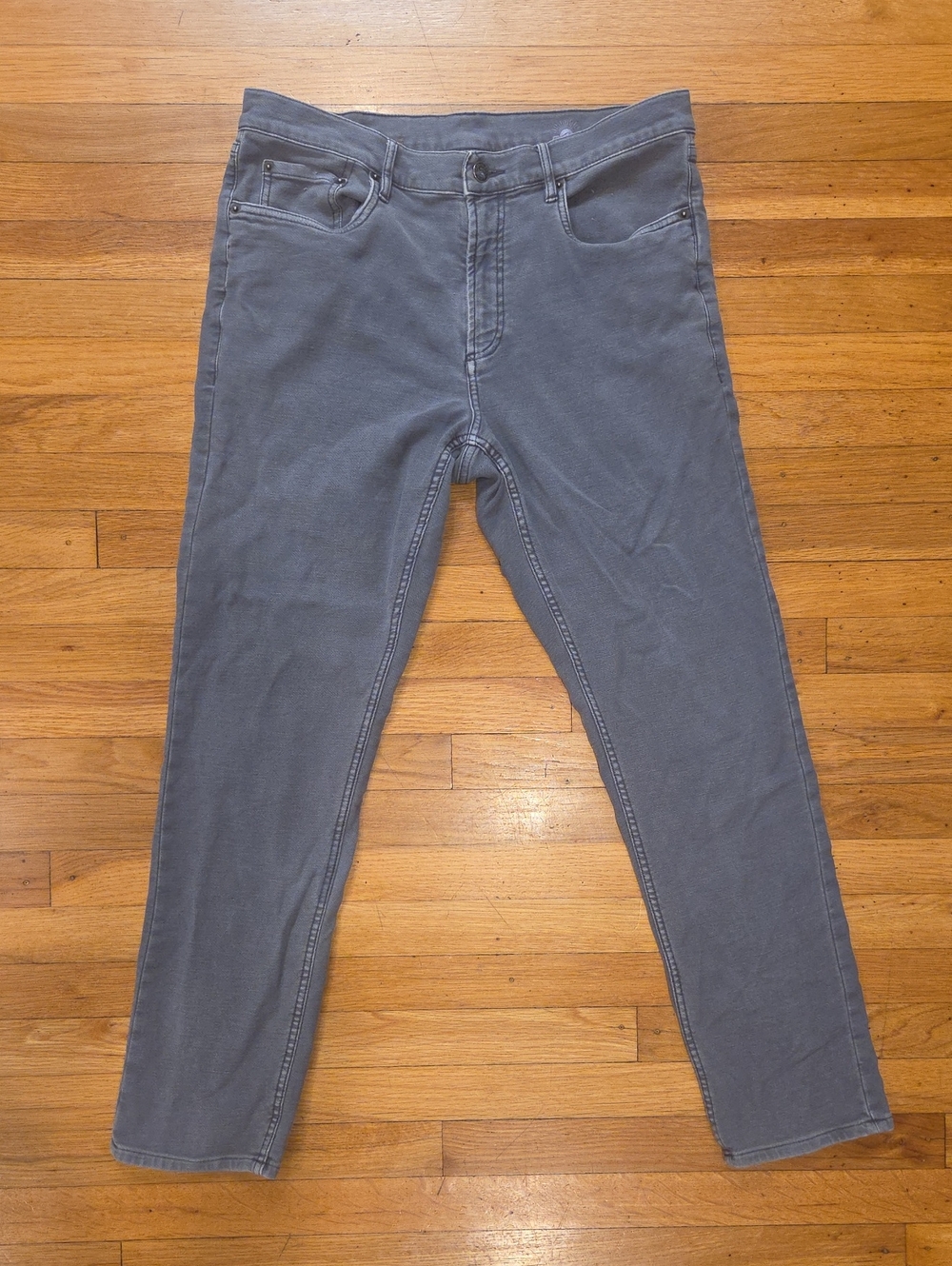 Faherty Men's Gray Wash Terry Stretch 5 Pocket Casual Pants 32x28